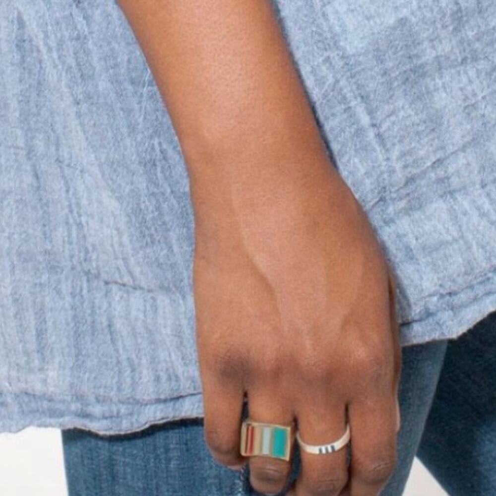 Betsy & Iya Ring Durango Pod 6.5 Size 6 1/2 Multicolor Stripe Casual Jewelry - Picture 3 of 10